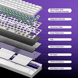 Магнітна клавіатура Veekos Shine60 HE 60%, Білий - мініатюра 7