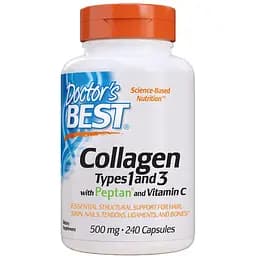 Коллаген Doctor's Best Collagen Types 1 & 3 with Peptan 500 мг 240 капсул