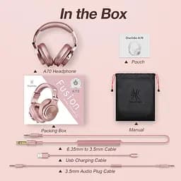 Гарнітура OneOdio Fusion A70, Bluetooth+3,5мм/6,35мм, Rose Gold - мініатюра 5