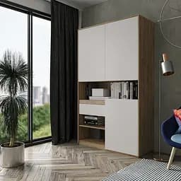 Шкаф для книг и документов Moreli RS-1 Blum 124x2100x500 мм Дуб аппалачи/Белый (mo-rs1-appalachi-white)