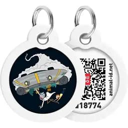 Адресник для собак и кошек Waudog Smart ID с QR паспортом Рик и Морти 1, M, диаметр 30 мм