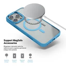 Чехол Apple iPhone 16 Pro Max, Unit MagSafe, голубой, прозрачный, магсейф, противоударный, магнитный, панель-накладка с поддержкой MagSafe, с поддержкой беспроводной зарядки, TPU+PC, защита всего корпуса, ударопрочный, ArmorStandart (ARM78720) - мініатюра 4