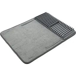 Сушилка для посуды Homax с текстильным ковриком и подставкой серая (BR-07)