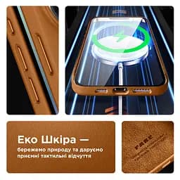 Кожаный чехол-панель для Apple iPhone 15, FAKE Leather Case, коричневый, искусственная кожа, премиум-класс, противоударный, защита всего корпуса, с мягкой подкладкой, поддержка MagSafe и беспроводной зарядки, ArmorStandart (ARM76288) - мініатюра 4