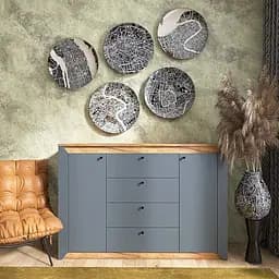 Комод для спальни Эверест Нордик-1400 140х38х95 см графит + дуб крафт золотой (EVR-5532)