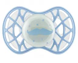 Силиконовая ортодонтическая пустышка Nuvita Air55 Cool Усы, светится в темноте, 6-12 мес., голубой (NV7084GDB)