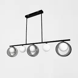 Удлиненный светильник с 5 белыми плафонами в черном корпусе 110 см | Line F | Ст. AA251/5 BK