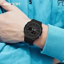 Водостійкий тактичний кварцовий годинник Sanda Jocker black - мініатюра 4