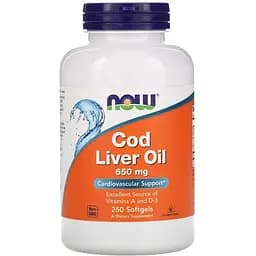 Рыбий жир из печени трески Now Foods Cod Liver Oil 650 мг 250 капсул (NOW-01742)