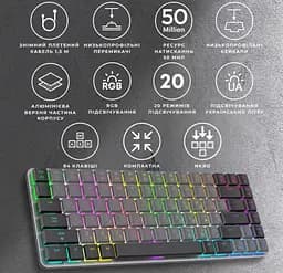 Клавіатура ігрова механічна GamePro GPMK-141R Red Swich Low Profile 75 RGB Dark Gray - мініатюра 3