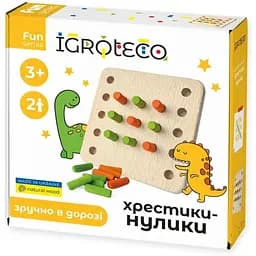 Дерев'яна гра Хрестики-нулики Igroteco 900576, 11х11 см