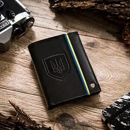 Гаманець чоловічий шкіряний Peterson 303UP чорний з тризубом у коробці - мініатюра 7