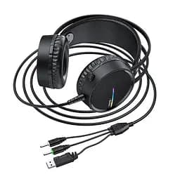 Дротові навушники Hoco W100 Touring з мікрофоном і LED підсвічуванням (Чорний) - мініатюра 7