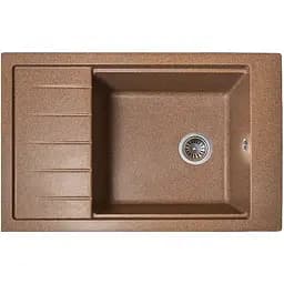 Гранітна кухонна мийка Romzha Patrat 78 Teracota (701) з крилом