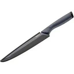 Нож кухонный поварской Tefal Fresh Kitchen с чехлом 20 см, нержавеющая сталь, пластик, черный kuh0014563