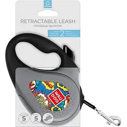 Повідець-рулетка для собак Waudog R-leash Вау, світловідбиваючий, S, до 15 кг, 5 м, чорний - мініатюра 3