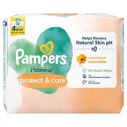 Набір дитячі вологі серветки Pampers Harmonie Calendula 176 шт. (4 уп. по 44 шт.) - мініатюра 2