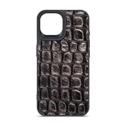 Кожаный чехол для Apple iPhone 15, Harder Kaiju Skin, черный, термополіуретан ТПУ + экокожа с эффектом фактуры монстра, панель, защита корпуса, противоударный, микрофибра, рамка вокру камеры, защита всего корпуса, (ARM76833)