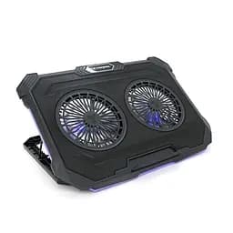 Підставка під ноутбук IceCoorel F8, 10-17", 2*125mm 1200±10% RPM, корпус пластик+алюміній, 2xUSB 2.0, 415x293x26.5mm, RGB, Box Q10