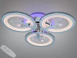 Стельова LED люстра 3 кільця хром 50 Вт пульт 9 м²