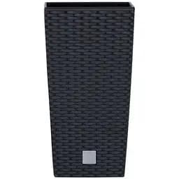 Горщик для квiтiв Prosperplast Rato квадратний високий, з вкладишем 2 в 1, 325 мм, антрацит (77950-433)