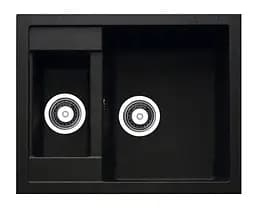 Кухонная мойка Adamant DUPLEX черная 610x495x200 мм, с дополнительной чашей 61 см