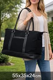 Коттонова дорожня сумка 40L Weekender чорна 55х35х24 см LS sum0028898 - мініатюра 2