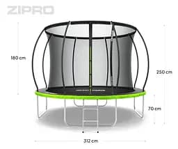 Батут із внутрішньою сіткою Zipro Jump Pro Premium 10 футів 312 см чорно-зелений (5907783039447) - мініатюра 6