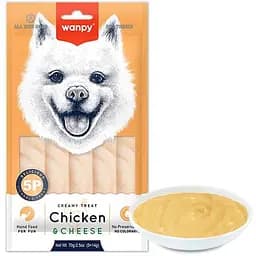 Лакомство для собак Wanpy Creamy Lickable Treat Chicken&Cheese 5 стіків по 14 г с куркою і сиром