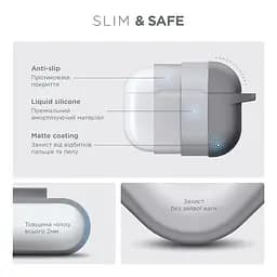 Силіконовий чохол для навушників Apple AirPods Pro 3, Hang Case, сірий, ультратонкий захисний кейс товщиною 2 мм, захист від подряпин, пилу та ударів, компактний, з карабіном для кріплення, ArmorStandart (ARM88275) - мініатюра 3