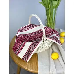 Пасхальний рушник лляний для кошика Рандеву 45х30 см Червоний