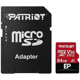 Карта памяти Patriot LX microSDXC 64GB UHS-I U3 V30 A1 EP + SD adapter (PEF64GEP31MCX) [113858]