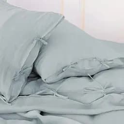 Комплект постільної білизни MirSon Natural Linen Caspian льон полуторний сіро-блакитний (2200008248222) - мініатюра 7