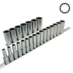 Комплект торцевих головок на планці (довгі) 12-гр. 1/2, 23 од. Toptul hoz0007629