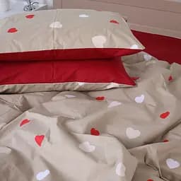 Простирадло MirSon Бязь 17-4750 Multicolored hearts 200x220 см червоне (2200008933418) - мініатюра 5