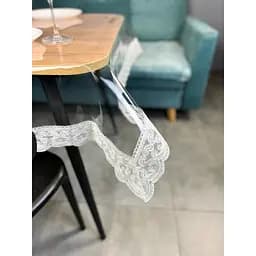 Силіконова скатертина з сірим мереживом Арка 7 см 190х100 см