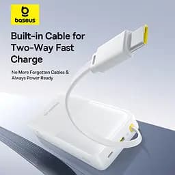 Зовнішній акумулятор Baseus Bipow 2 Digital Display Power Bank With Built-in USB-C Cable 20000mah 20W Moon White (P10077101213-01) - мініатюра 10