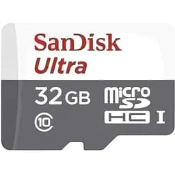 Быстрая флеш карта SanDisk microSDHC Ultra 32GB Class 10 80MB/s (без адаптера) (SDSQUNS-032G-GN3MN)