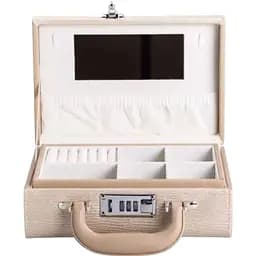 Кейс-органайзер для прикрас Yiwu з кодовим замком 24x16x9.5 см кремовий HP-5-24CR