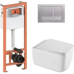 Набір Q-tap Nest 4 в 1 підвісний унітаз Gemini Ultra Quiet 530х365х373 + комплект інсталяції QT2533076EUQW46160