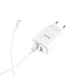 Адаптер сетевой Hoco Lightning Cable Victoria C62A 2USB. 2.1 А набор с кабелем для айфонов