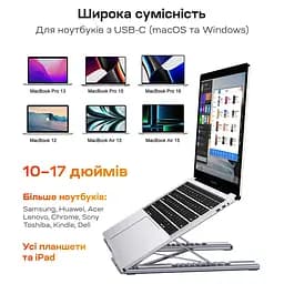USB-C хаб-підставка 7-в-1 Choetech M57 HDMI 4K@30Hz, 2 USB 3.0, USB-C Data, USB-C PD 100W, SD-card, TF-card (43-00174) - мініатюра 8