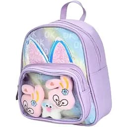 Рюкзак 9928, 3-8 років, блискучі декоративні вушка, блискавка, м’які регульовані лямки, 24×20×10 см фіолетовий