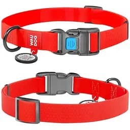 Нашийник для собак Waudog Waterproof, коллартекс, водостійкий, з QR паспортом, пластикова пряжка-фастекс, 24-40х2 см, червоний - мініатюра 3