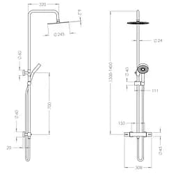 Душова система з термостатом зовнішнього монтажу для душу Nett SSH-24 - мініатюра 13