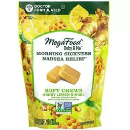 Ранкове полегшення нудоти MegaFood мед, лимон, імбир 30 жувальних цукерок