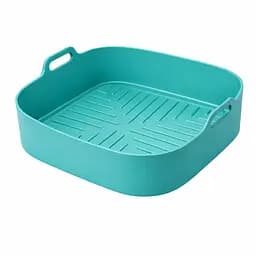 Квадратная плотная силиконовая форма для аэрогриля, духовки и мультипечи с ребристым дном 21.5х21.5 см Бирюзовый 88288