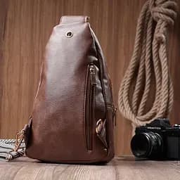 Модна жіноча сумка з однією лямкою через плече з екошкіри Vintage 22760 коричнева - мініатюра 10