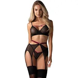 Эротический комплект белья Obsessive Novenes M/L черный