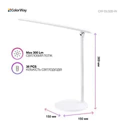 Настільна лампа ColorWay 4W with built-in battery 1800 mAh USB in/out 5V*1A, white (CW-DL02B-W) - мініатюра 7